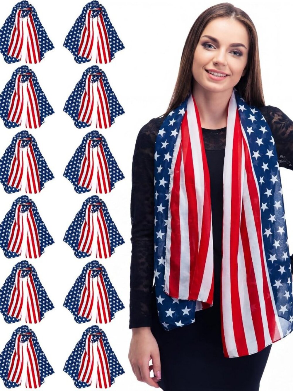Patriotic Women's Scarf Set - 2/4/6/12 Pcs Stylish Accessories for All Occasions